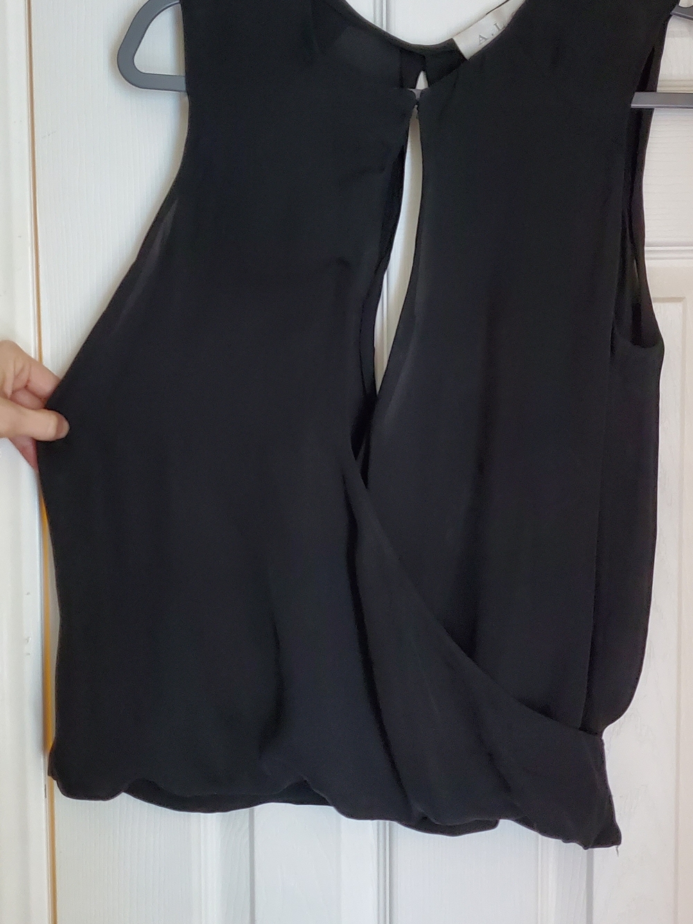 A.L.C. Black Sleeveless Wrap-Front Top